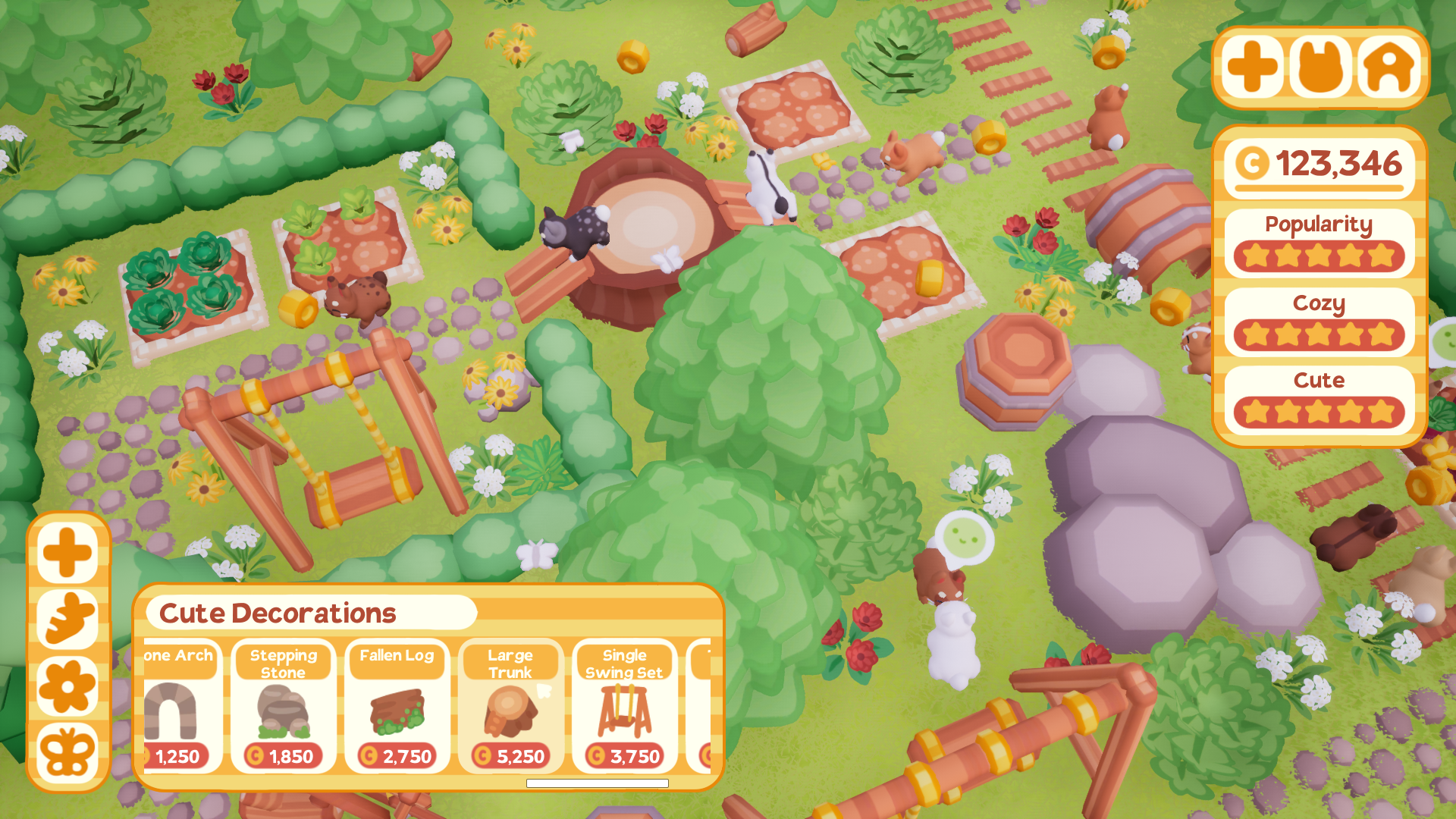 Bunny Park screenshot showing the decoration shop