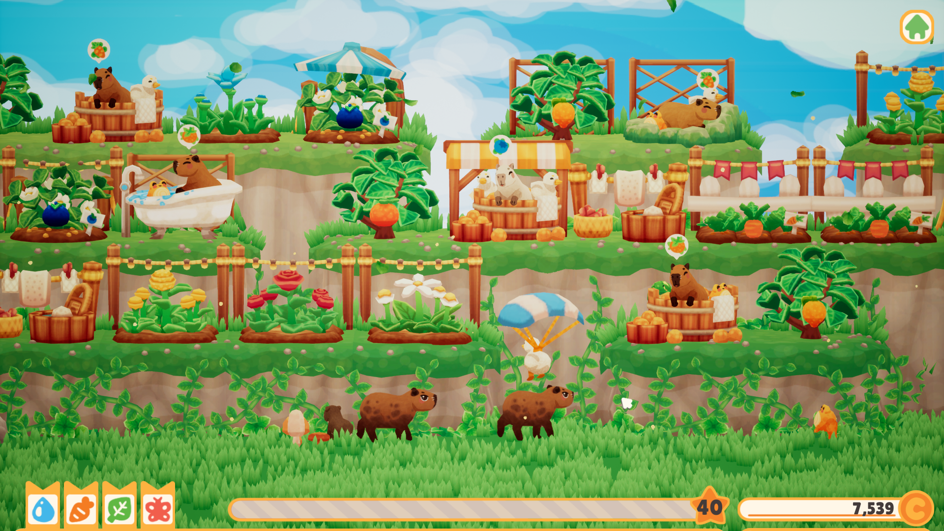 Capybara Spa screenshot showing the full spa layout