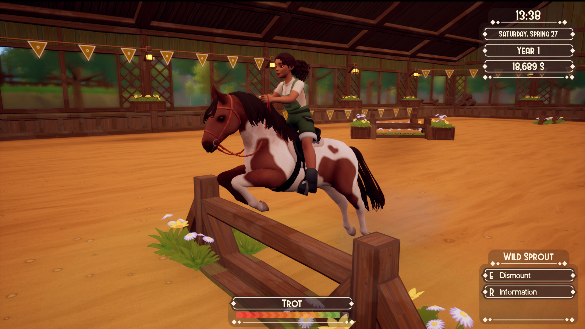 The Ranch of Rivershine - Arena jumping scene with horse and rider